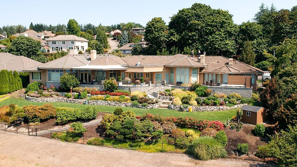 Home With Tile Roof On A Hill