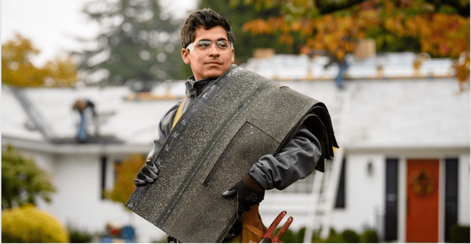Carrying Bundle of Shingles